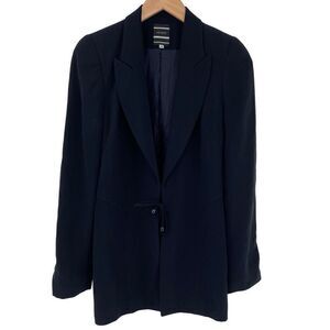 Joseph Microfilament High Twist Polyester‎ Tie Front Blazer Women 38 Navy Soft